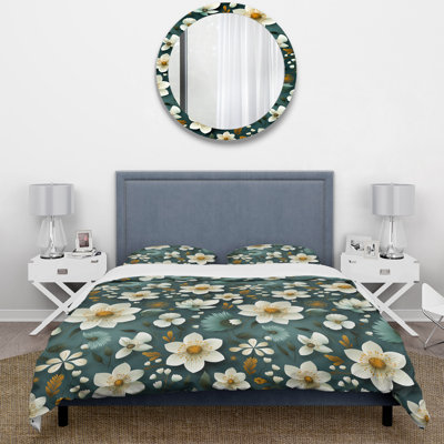 Ensemble de housse de couette floral bleu sarcelle et ivoire Coastal Elegance
