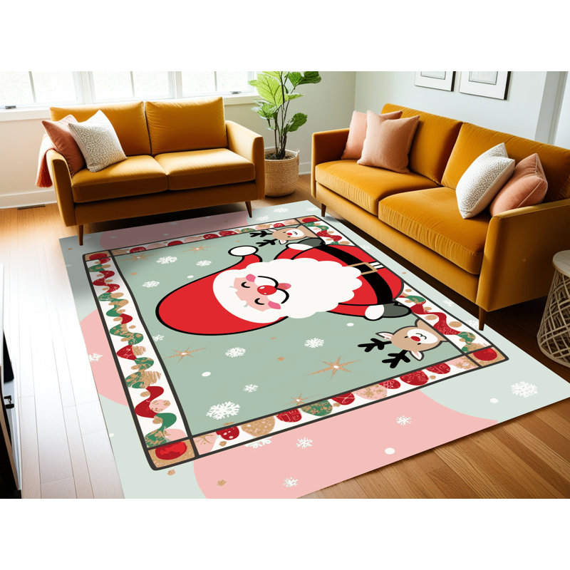 The Holiday Aisle® Washable Christmas Winter Holiday Rug, Rectangle 2' x 3'