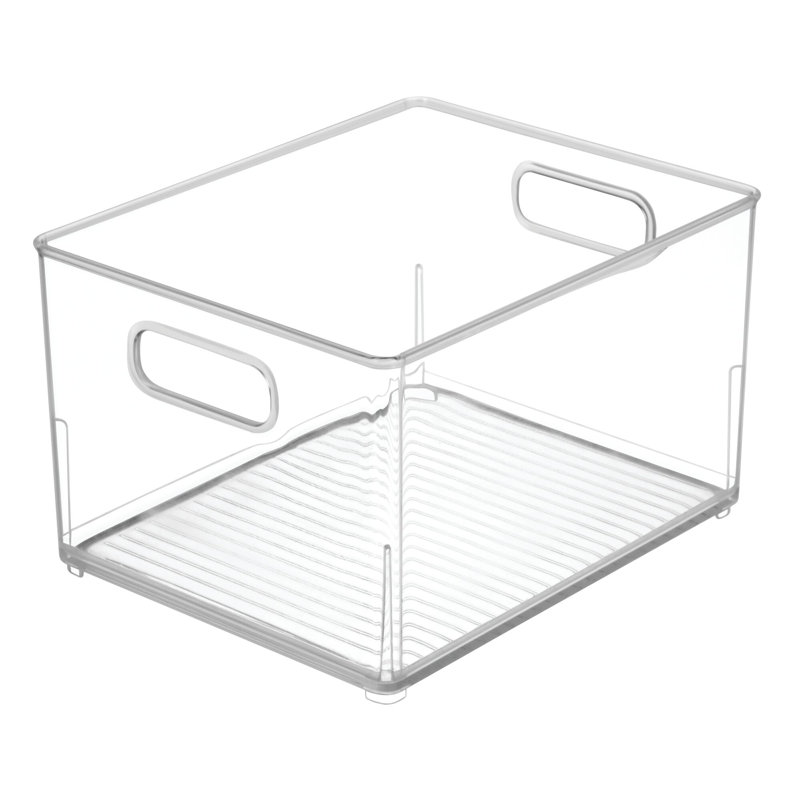 iDesign Small Plastic Bathroom Storage Bin with Handles - Clear, 9.40