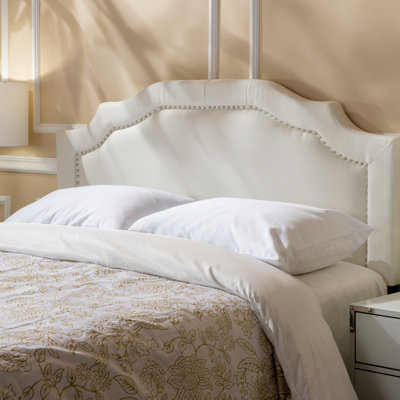 Tête de lit tapissier pour lit grand et grand, couleur avec accents en fer noir, support élégant et chatoyant