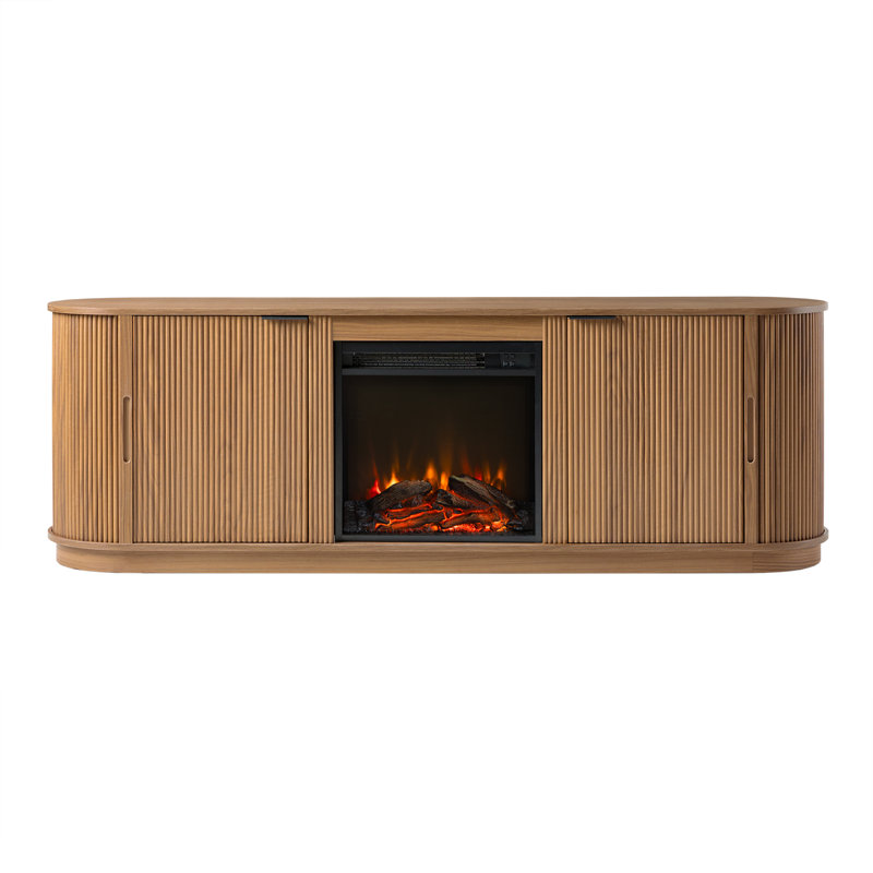 Dragelin Modern Reeded Fireplace TV Stand - Cozy Design