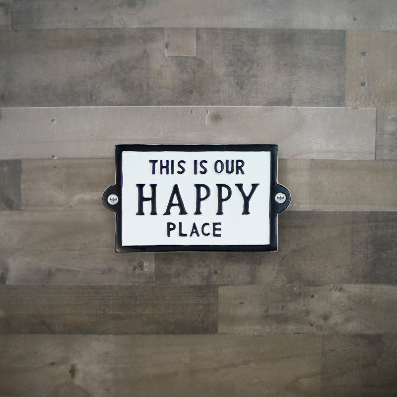 Plaque murale décorative rustique en métal «This is our happy place», maison de campagne