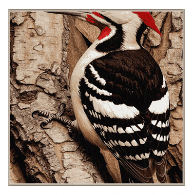 Washable Red bellied Woodpecker Birds Area Rug