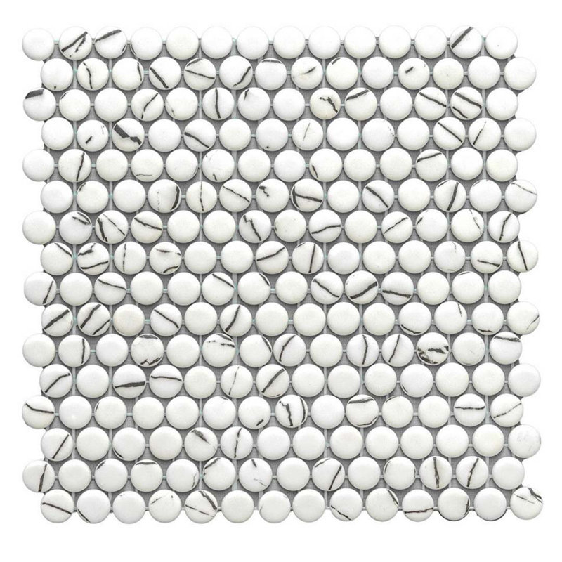 Carreau de mosaïque rond en verre 12 po x 12 po Eterna Penny, Lineas