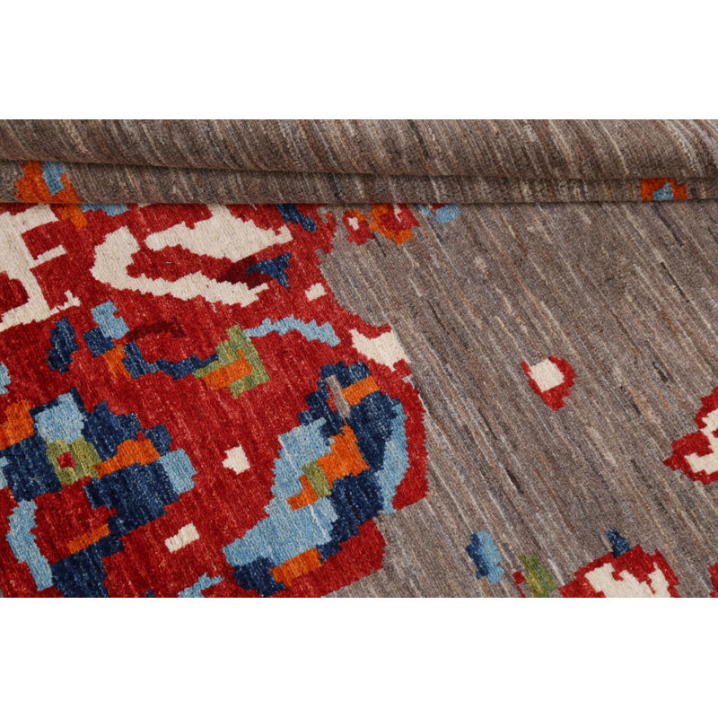 Tapis abstrait à teinture végétale noué à la main 5 x 8