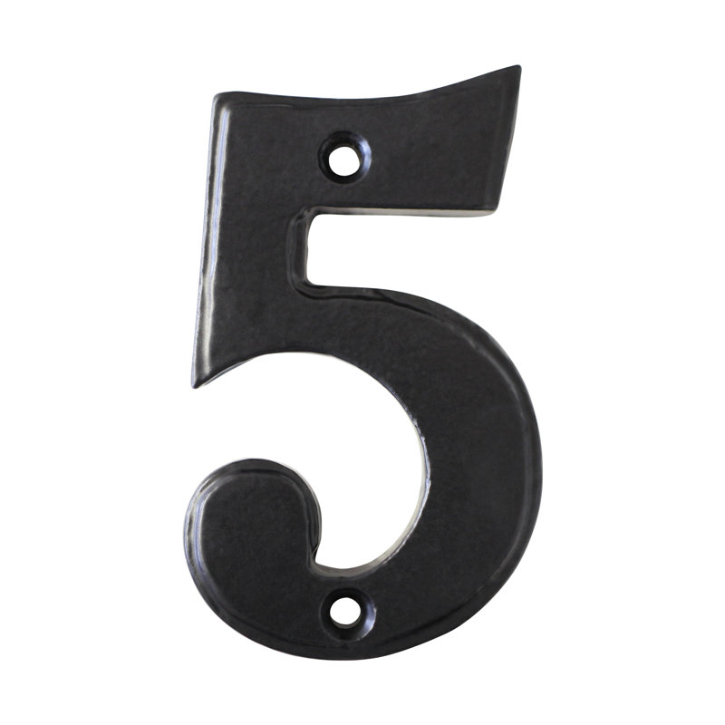 Numéro de maison de 2,8 po, 5, Noir