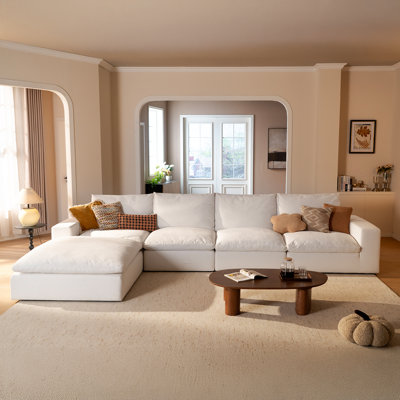 Oversized Cloud Couch, Comfy L Shaped Sectional Sofa, Extra Wide & Deep Modular Couches For Living Room, Seater With Ottoman