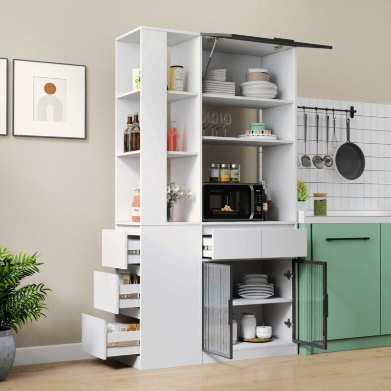 Meuble de rangement multifonctionnel, organisateur d'entrée moderne en bois pour couloir ou salon., White