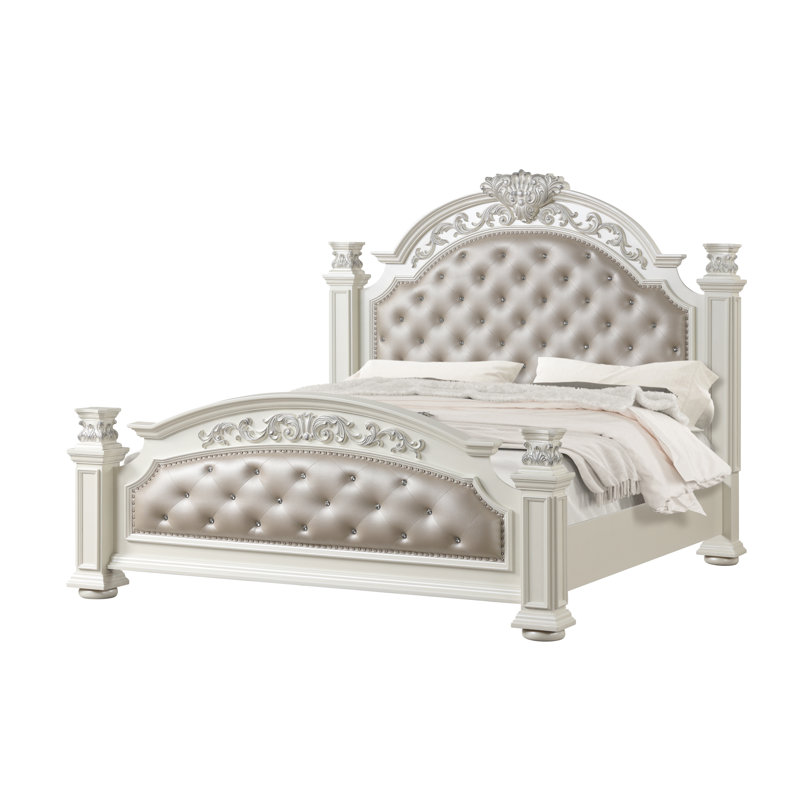 Lounette Platinum White 4-Piece Bedroom Set, King