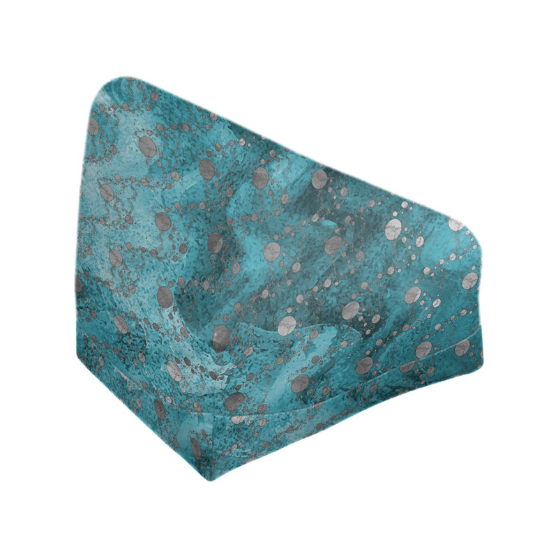 Fauteuil sac de pois Leffel, H 27 po x l 30 po x P 25 po, Pouf fauteuil, Bleu sarcelle/Gris