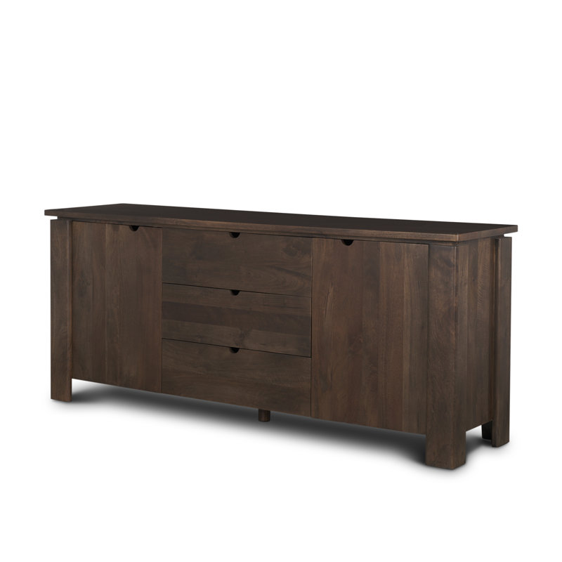 Buffet en bois brun foncé à 2 portes avec 3 tiroirs Vessela