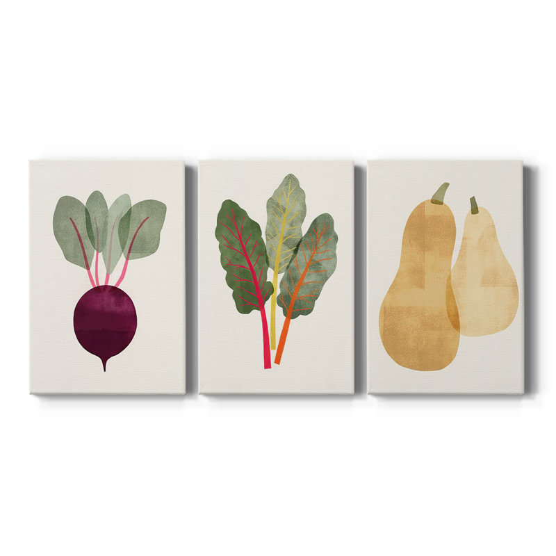 Organic Veg 9 - Toile tendue sur mesure avec châssis - 3 pièces, H 12 po x l 24 po