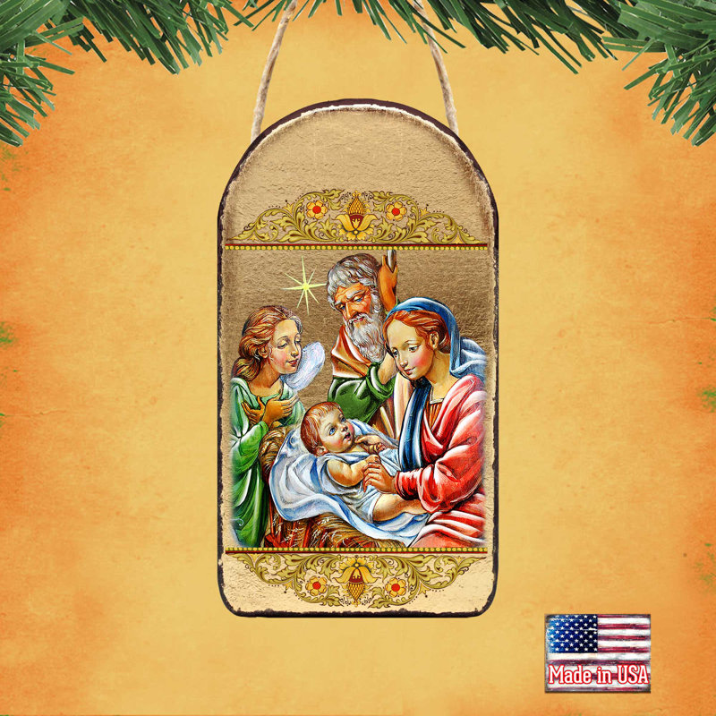 Inspirational Icon 5'' Handmade Wood Shatterproof Photo Ornament