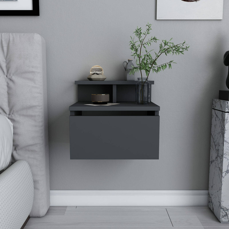 Patchen 39.8cm W Manufactured Wood Bedside Table, Anthracite