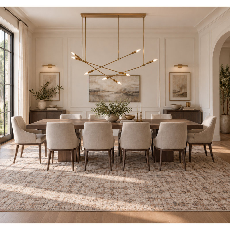 Lustre linéaire transitionnel en laiton 8 lumières