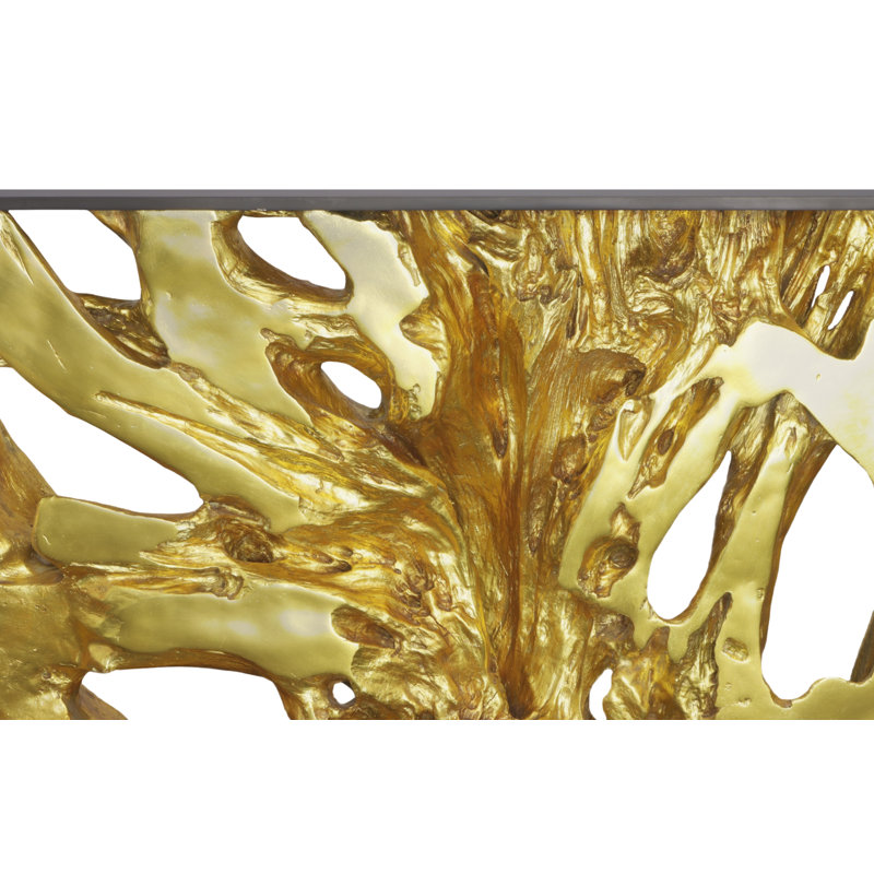 Cast Root Framed Console Table, 35" H x 80" W x 12" D, Gold