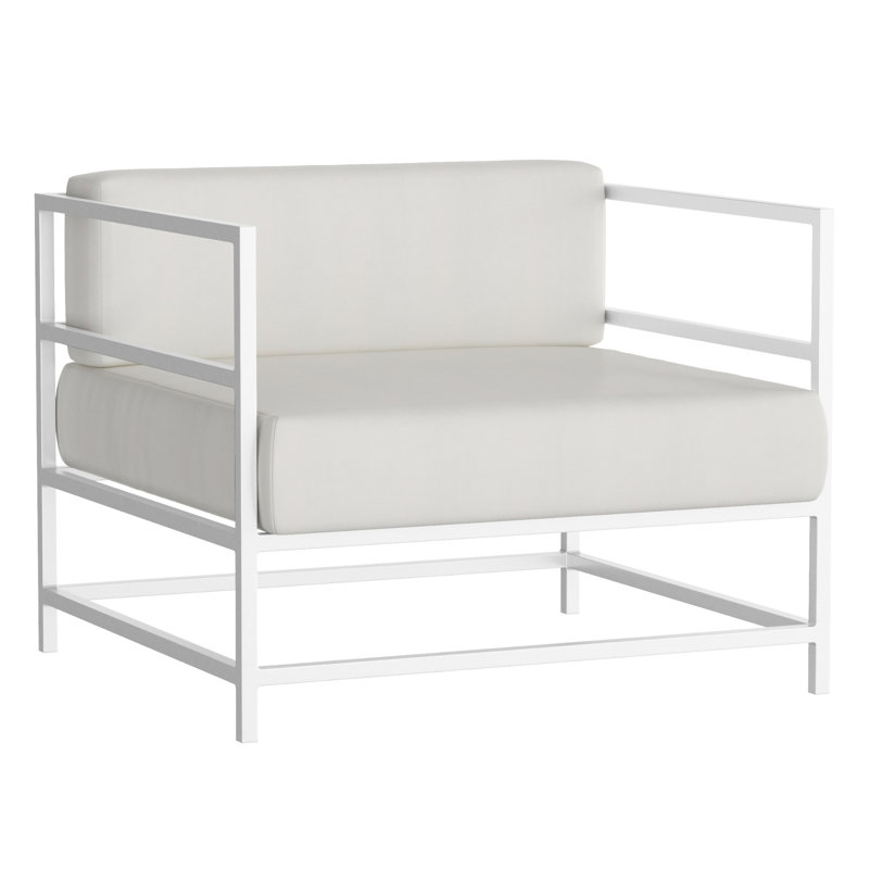 Fauteuil club Delano, non, Toile Sunbrella® régate, Blanc Tex