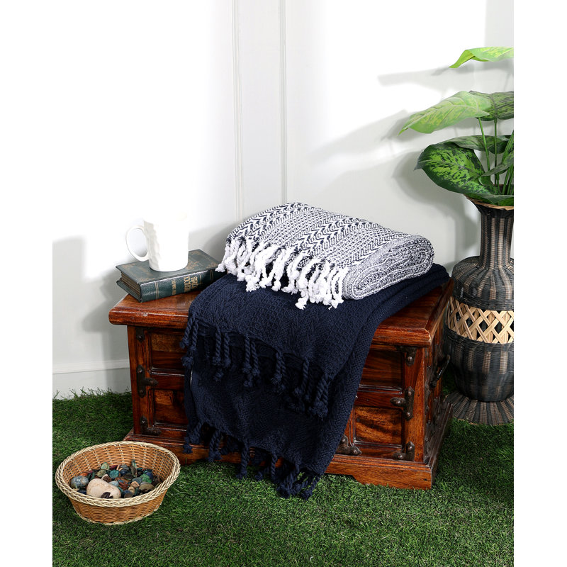 Jeté luxueux 100% coton, Marine