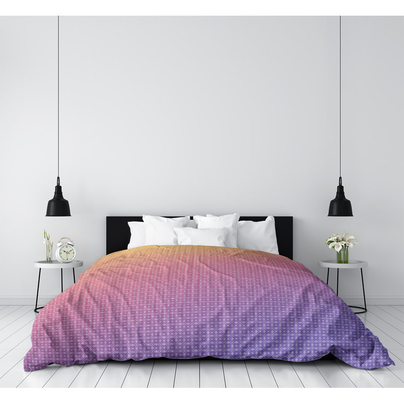 Housse de couette simple Katelyn Elizabeth, Microfibre, Housse de couette pour lit simple, Mauve / Jaune