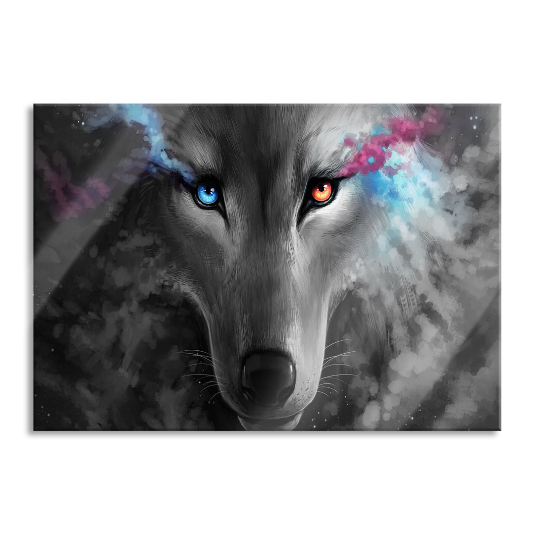 Leinwandbild Abstrakter Wolf mit rauchenden Augen