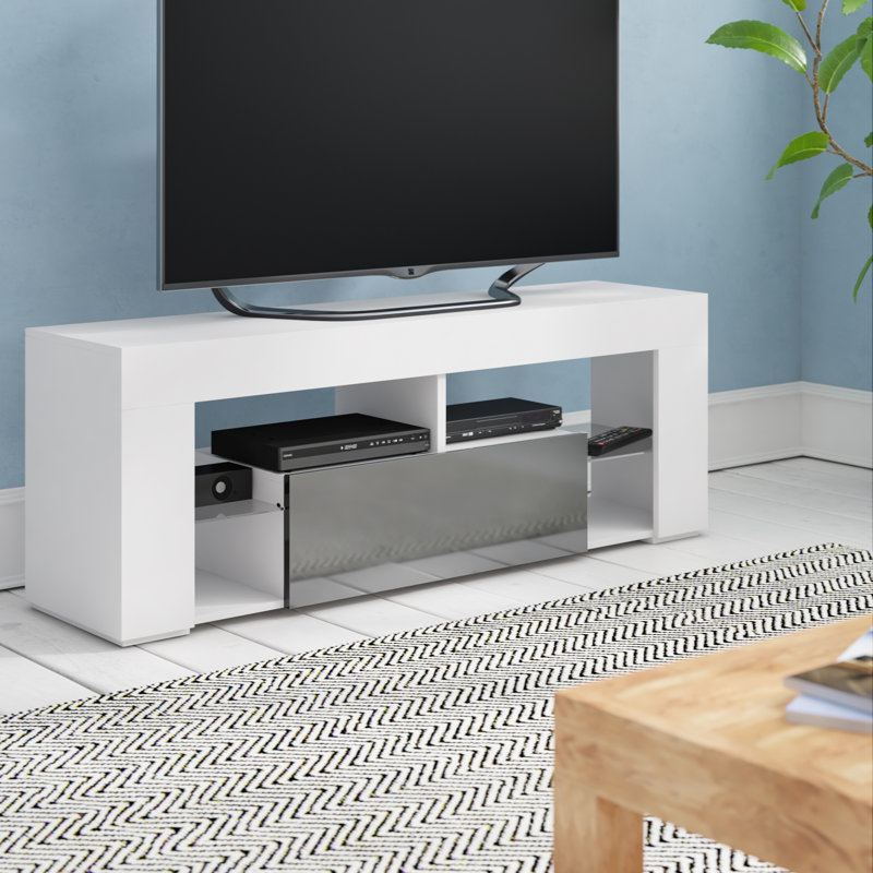 Alarica TV Stand for TVs up to 50'', White Matte/Grey Gloss, No