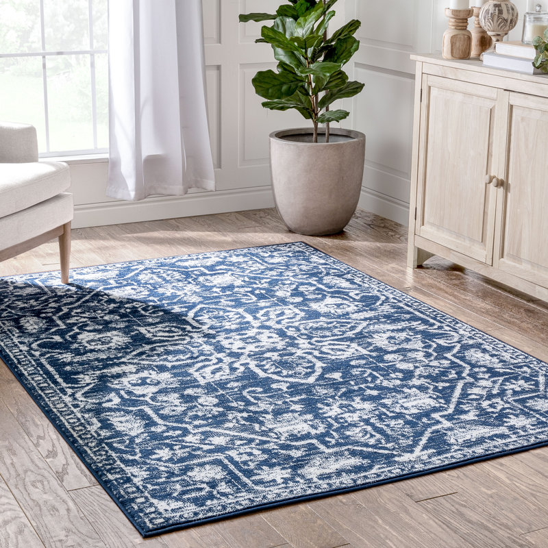 Tapis bleu foncé rétro Dazzle, Rectangle 5 pi 3 po x 7 pi 3 po