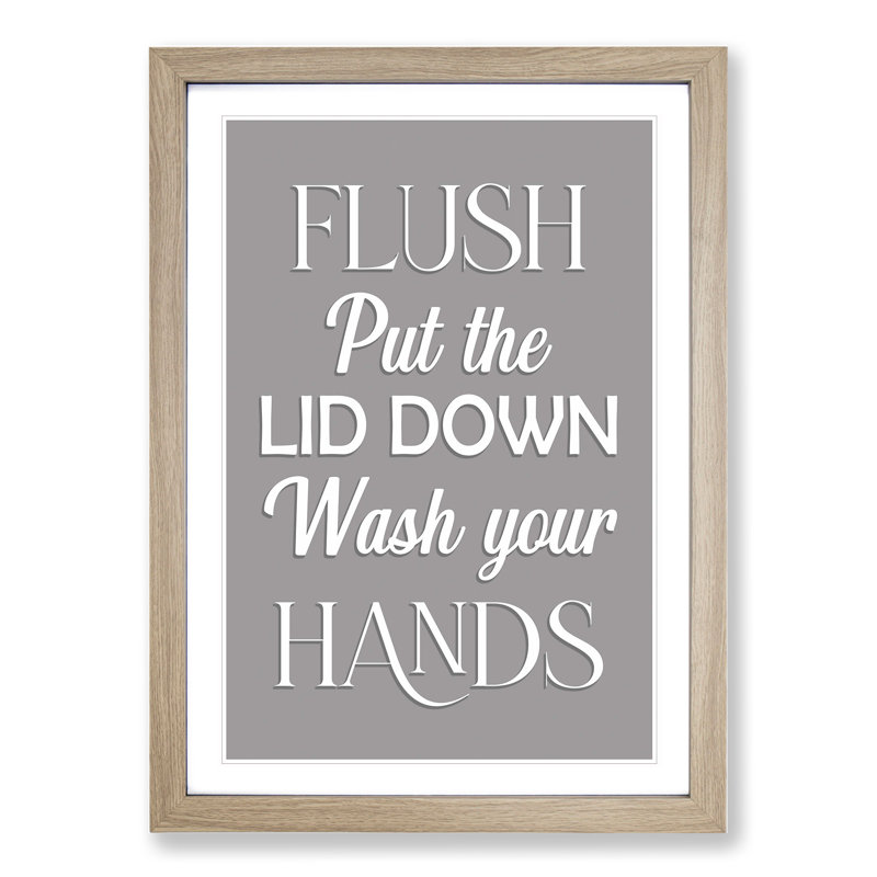 Put The Lid Down - Single Picture Frame Print on Wood, Oak Framed, 65cm H x 48cm W x 2cm D