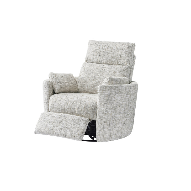 Upholstered Power Rock Swivel Recliner Chair, White