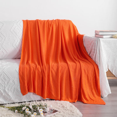 100% Bamboo-Derived Rayon Cable Knit Cooling Bed Blanket, Ultra Soft Breathable Skin-Friendly Blanket for Bedroom & Travel, 51x67 Inch (Pack of 1)