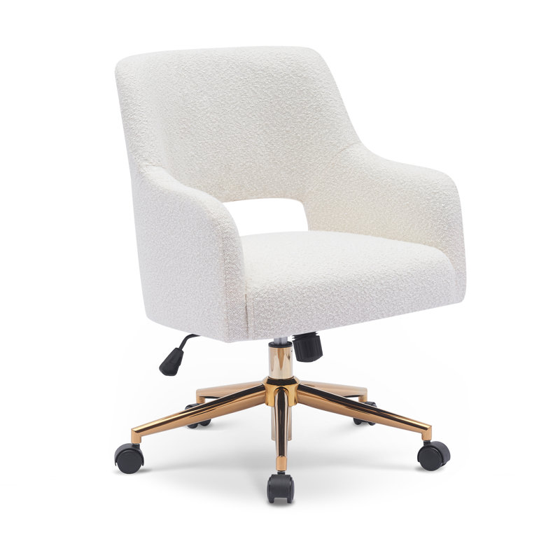 Chaise de bureau roulante rembourrée H 33 po, Crème