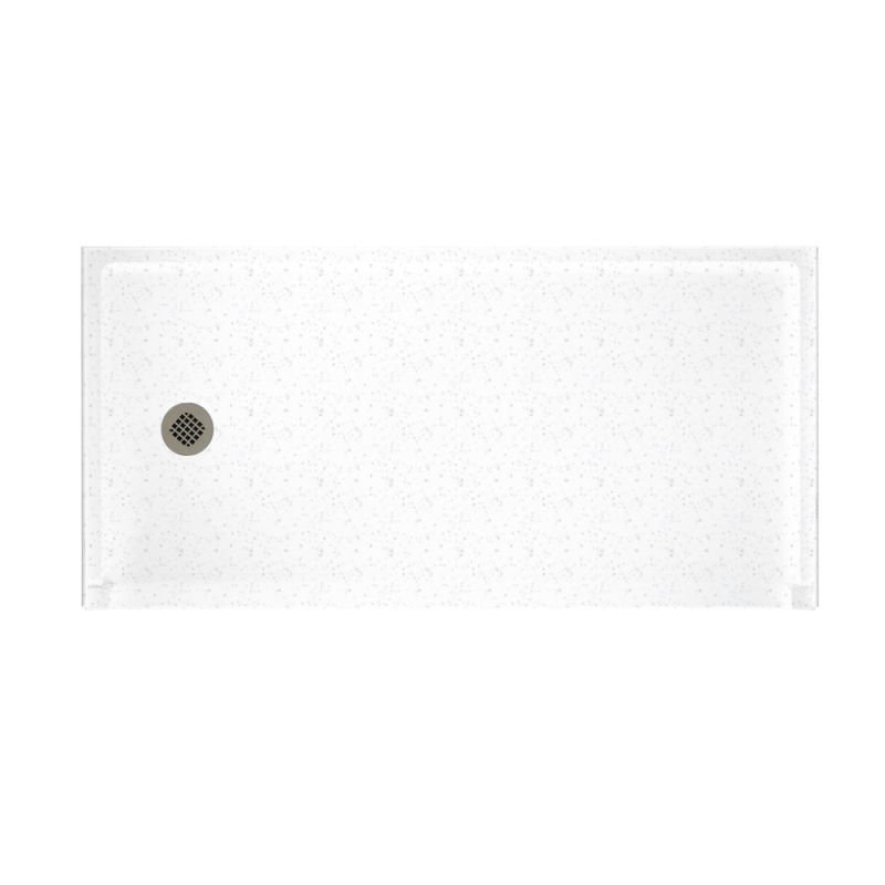 Base de douche à seuil simple 30 po x 60 po Solid Surface, Blanc, Côté gauche