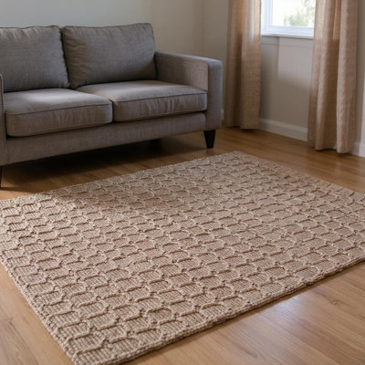 6' X 9' Natural Jute Geometric Hand Woven Area Rug