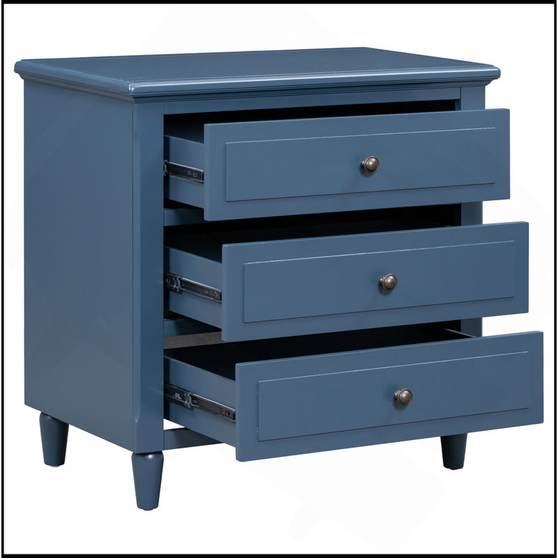 Table de chevet 3 tiroirs Albers, Bleu