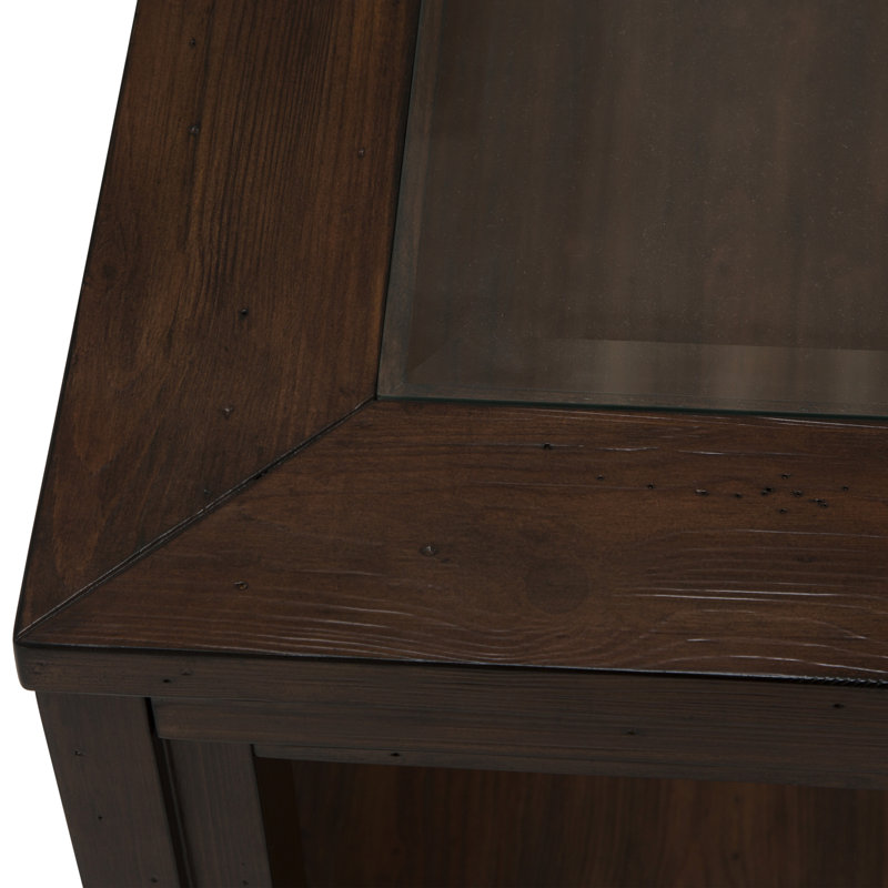 Carrollton Wood and Glass Rectangular Coffee Table - Rustic Ranch