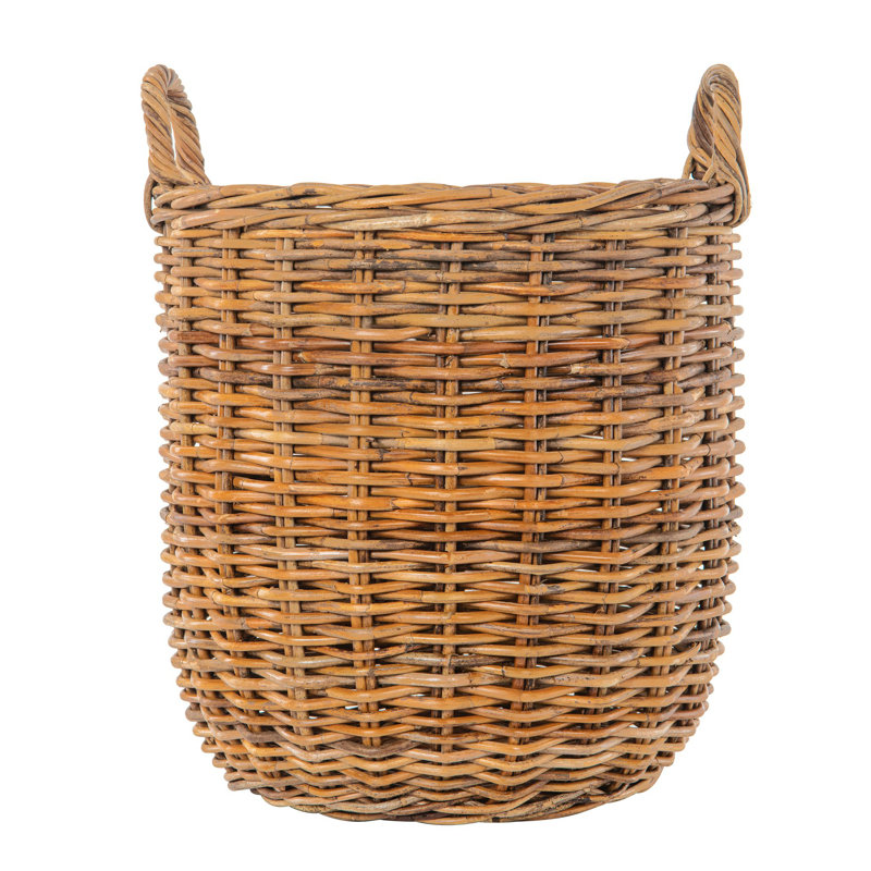 Grand panier de rangement rond en rotin avec poignées Lacak, 40 pte