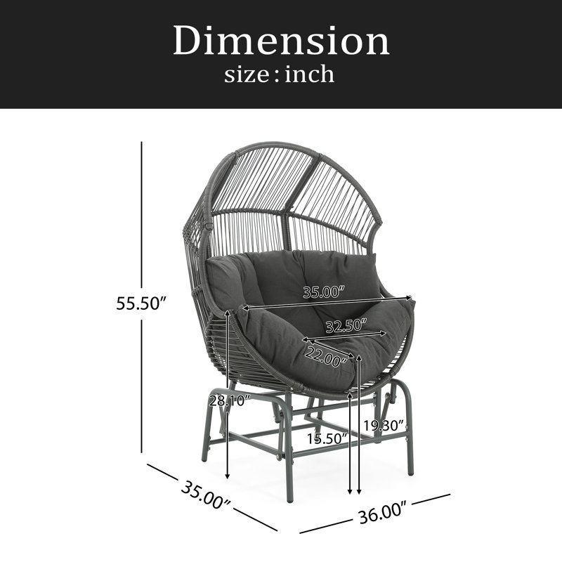 Fauteuil oscillant d'extérieur en osier, Gris foncé, Gris