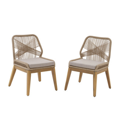 Delmarco Outdoor Rope-woven Dining Chairs With Cushions