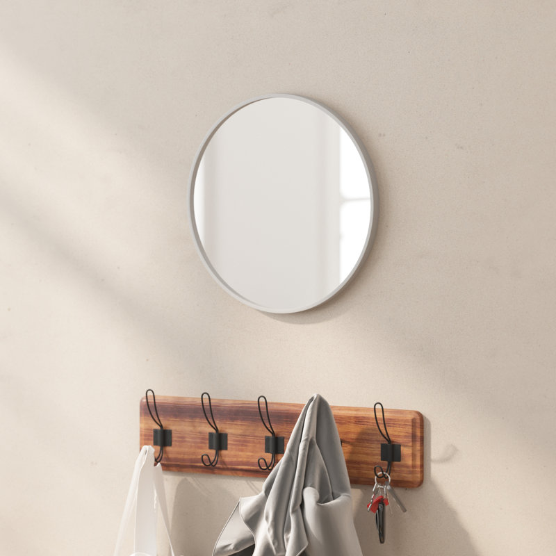 Miroir mural rond en métal, 16 po x 16 po, Argent