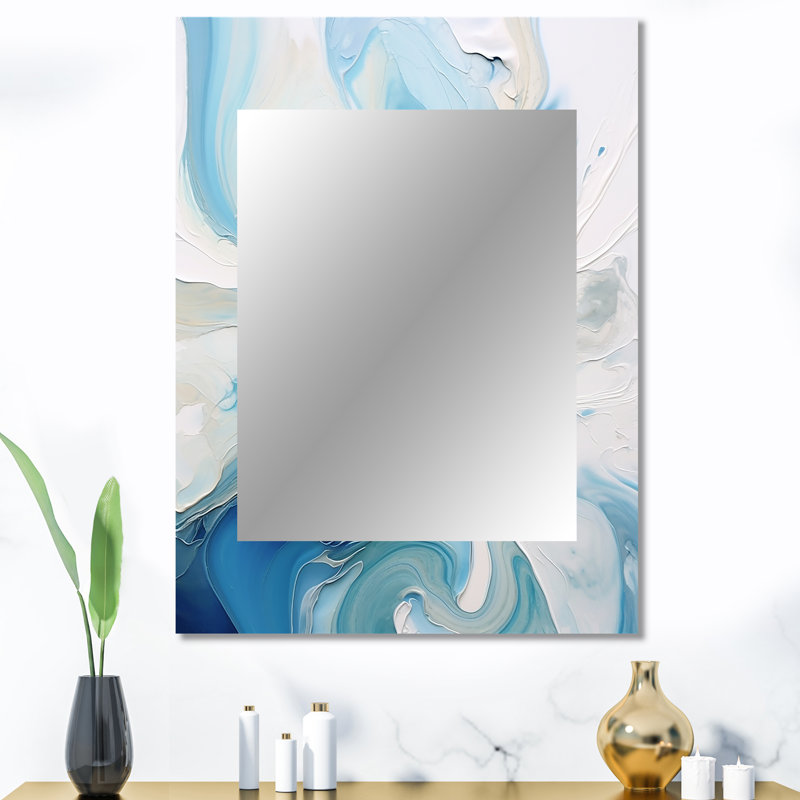Blue and Grey Ethereal Elixir V - Modern Rectangular Wall Mirror, 40 po x 30 po