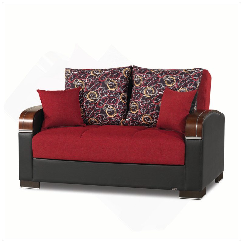 Causeuse convertible rembourrée avec rangement, Polyester rouge