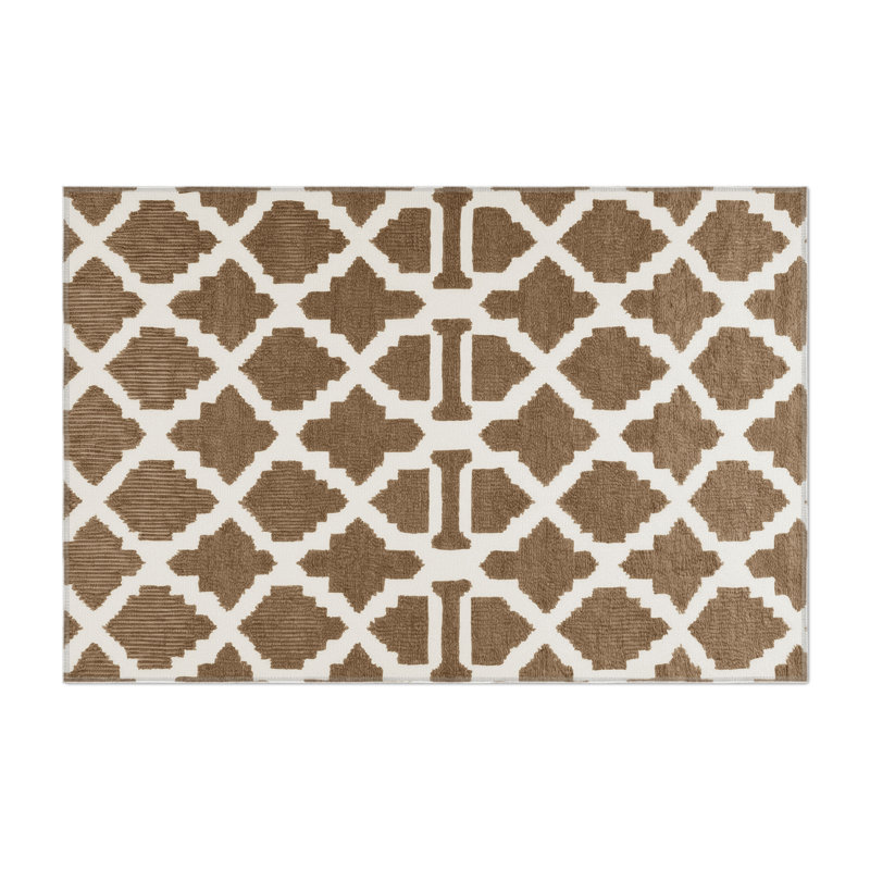 Tapis brun intérieur et extérieur Trellis, Rectangle 5 pi x 7 pi