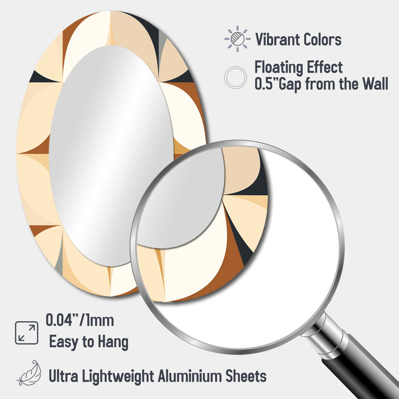 Geometric Harmony - Miroir mural ovale moderne, H 36 po x l 24 po