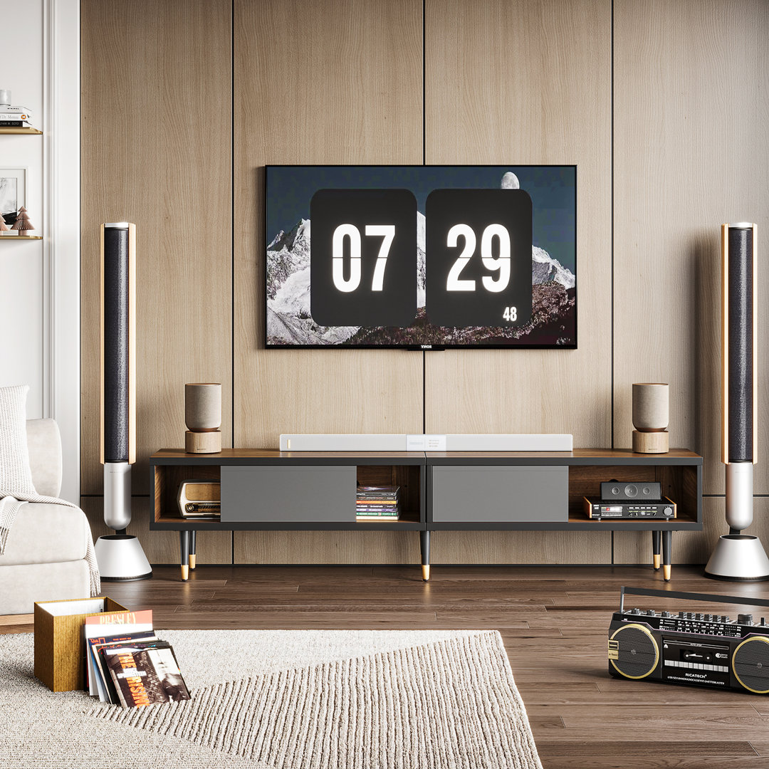 Kruszewski 80" Corner TV Stand with Media Console for TVs up to 85" For Living Room, with Storage Mercer41 