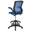  Chaise de dessinateur ergonomique en maille à dossier moyen avec repose-pieds et accoudoirs rabattables-1349973911
