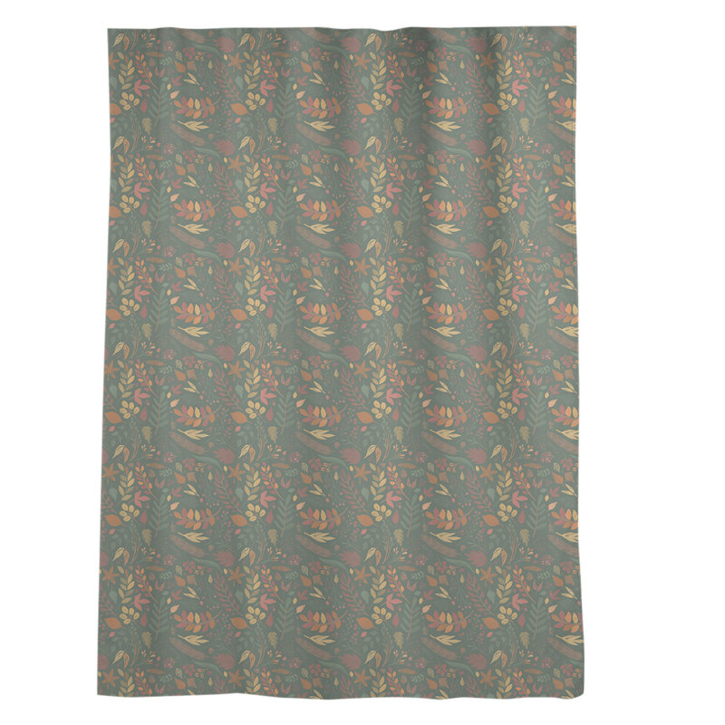 Sheer Curtain Single Panel, Green/Orange/Brown