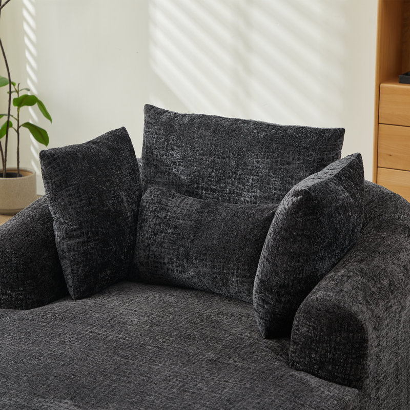 Upholstered Chaise Lounge, Black