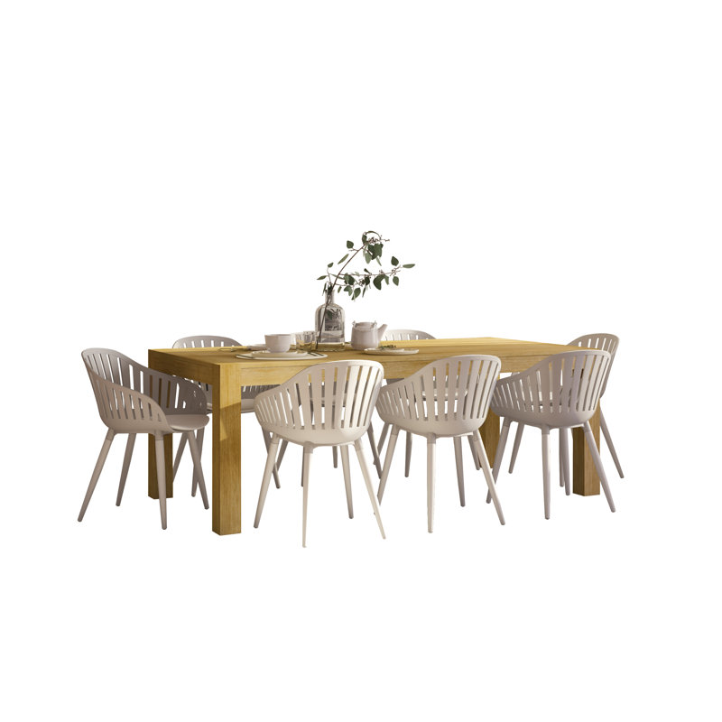 Ensemble de salle à manger 9 pièces Alyisa, Gris, 9 pièces : table, 8 chaises