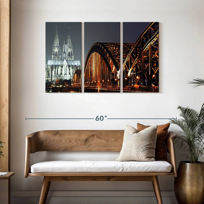 Pont vers la cathédrale de Cologne, H 28 po x l 45 po