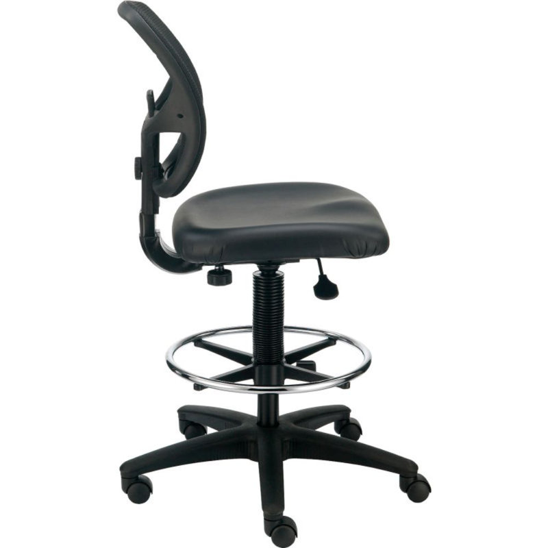 Backed Adjustable Height Ergonomic Lab Stool with Footring Wheels