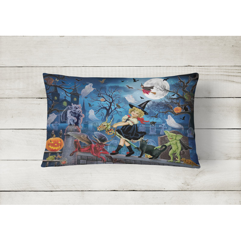 Outdoor Throw Pillow, Littlest Witch's Halloween Party